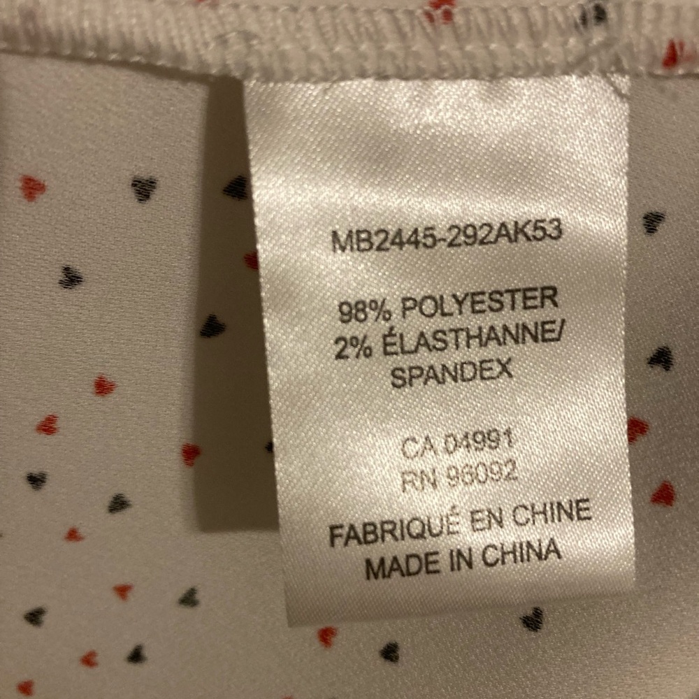 Dalia White Button Down Blouse Top with Hearts Like New - Picture 7 of 8